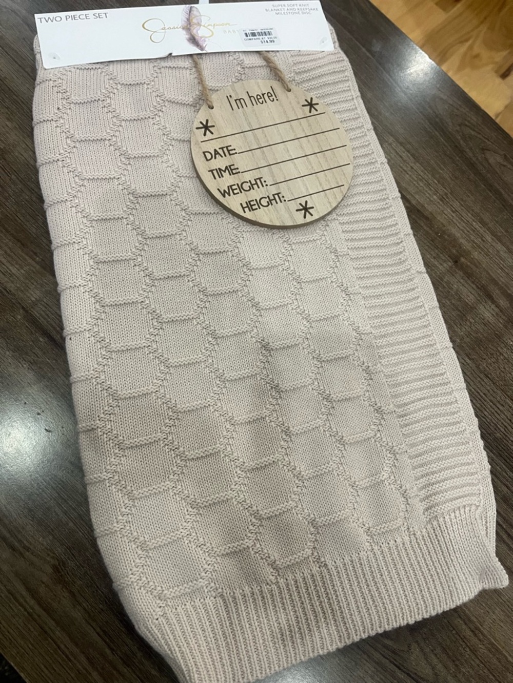 Jessica Simpson Neutral Knit Baby Blanket Set in Light Taupe